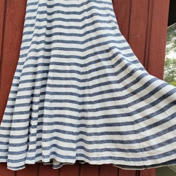 MAEVE ANTHROPOLOGIE | Linen Blend Striped Button Maxi Or Midi Dress Nautical 12P - Picture 12 of 16